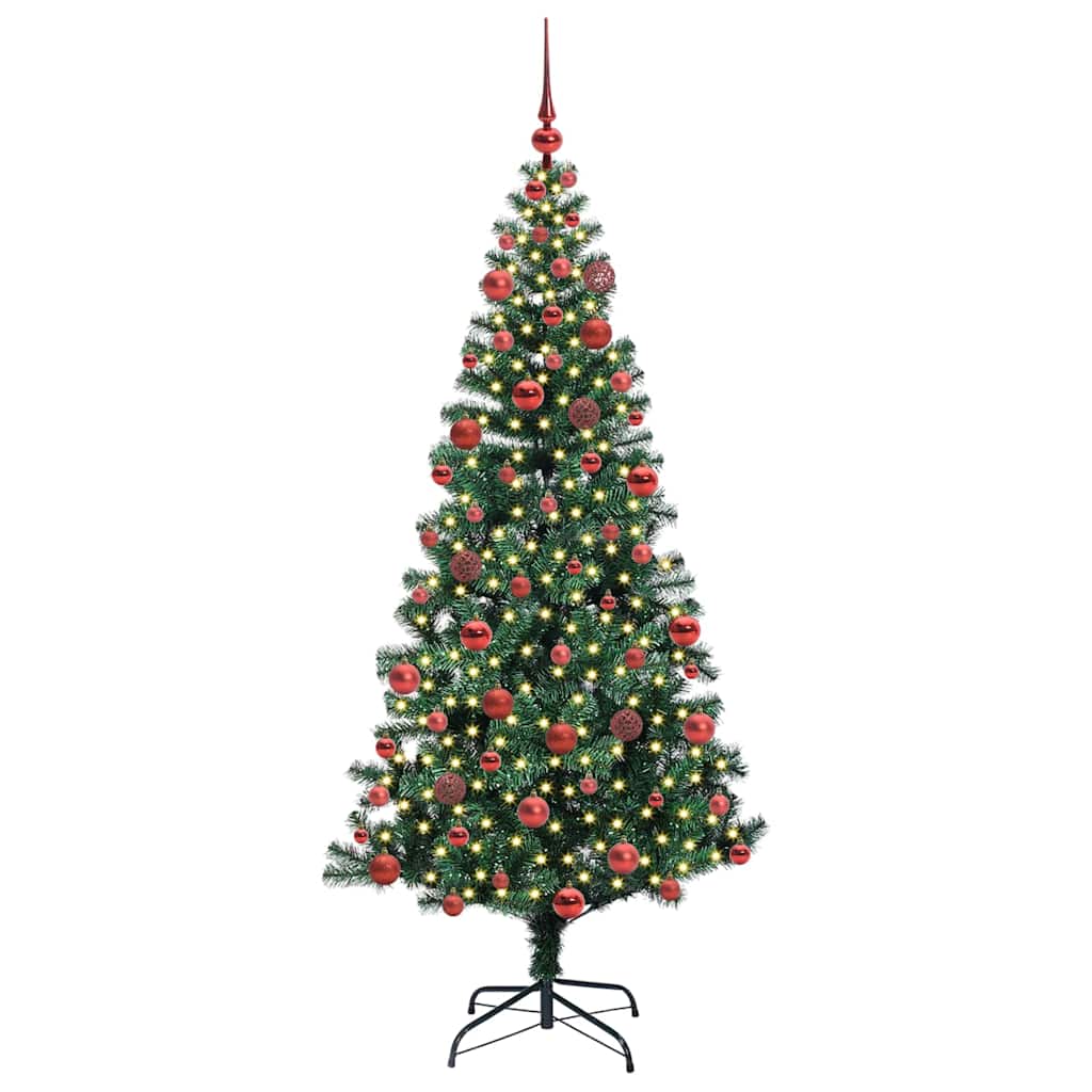 Artificial Pre-lit Christmas Tree Green 180 cm PVC and Metal
