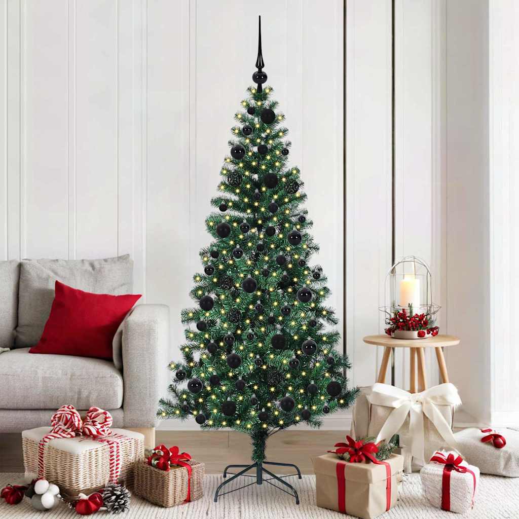 Artificial Pre-lit Christmas Tree Green 180 cm PVC and Metal