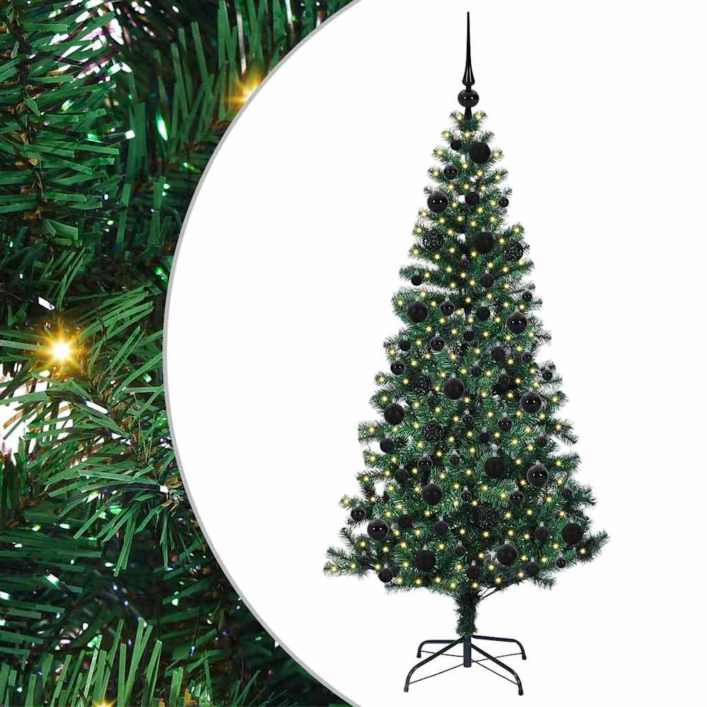 Artificial Pre-lit Christmas Tree Green 180 cm PVC and Metal