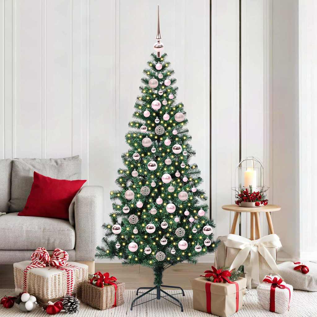 Artificial Pre-lit Christmas Tree Green 180 cm PVC and Metal