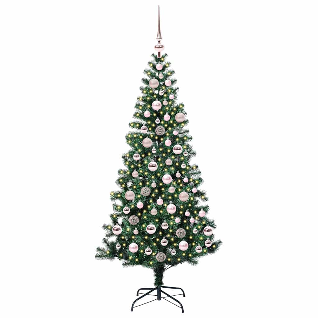 Artificial Pre-lit Christmas Tree Green 180 cm PVC and Metal