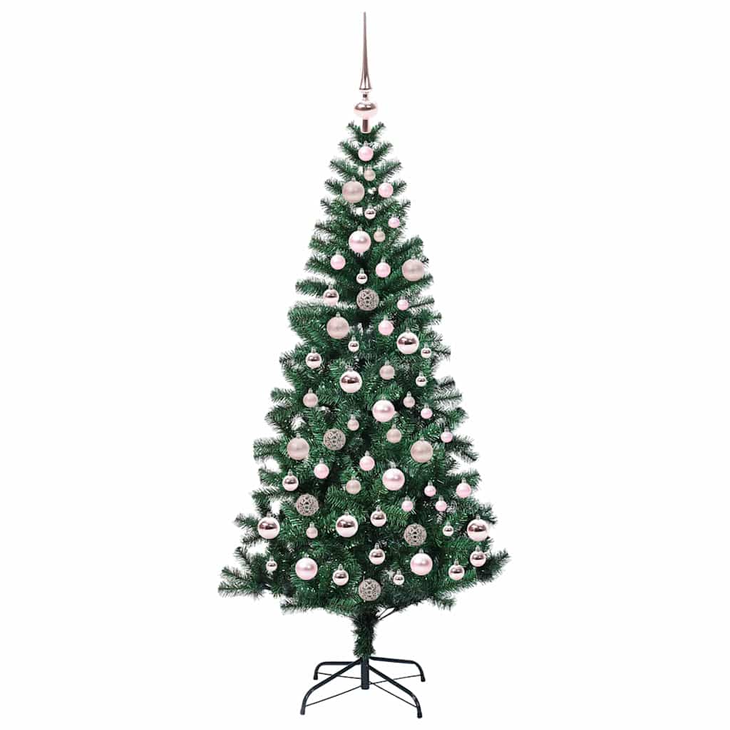 Artificial Pre-lit Christmas Tree Green 180 cm PVC and Metal