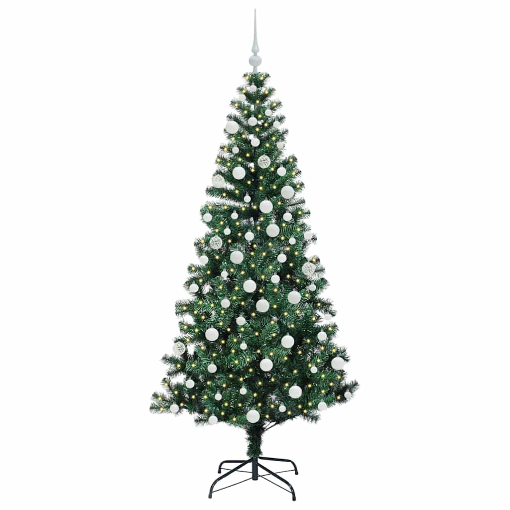 Artificial Pre-lit Christmas Tree Green 180 cm PVC and Metal