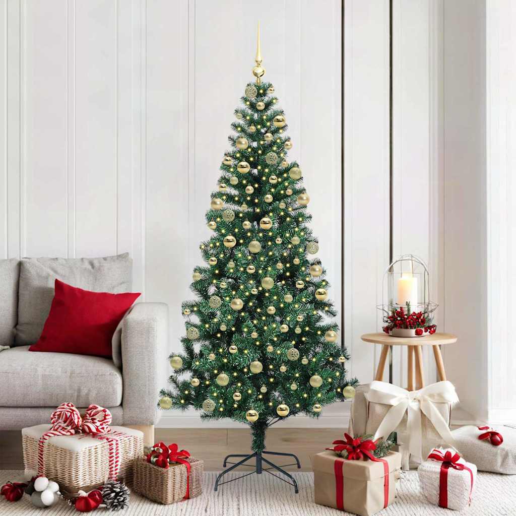 Artificial Pre-lit Christmas Tree Green 180 cm PVC and Metal