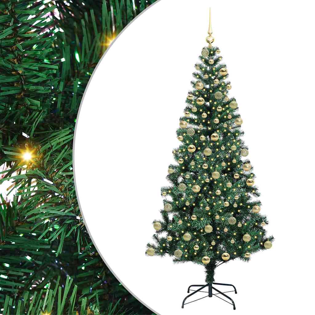 Artificial Pre-lit Christmas Tree Green 180 cm PVC and Metal