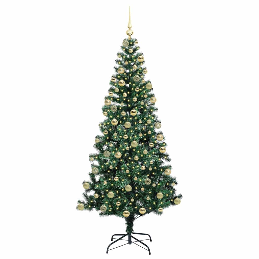 Artificial Pre-lit Christmas Tree Green 180 cm PVC and Metal