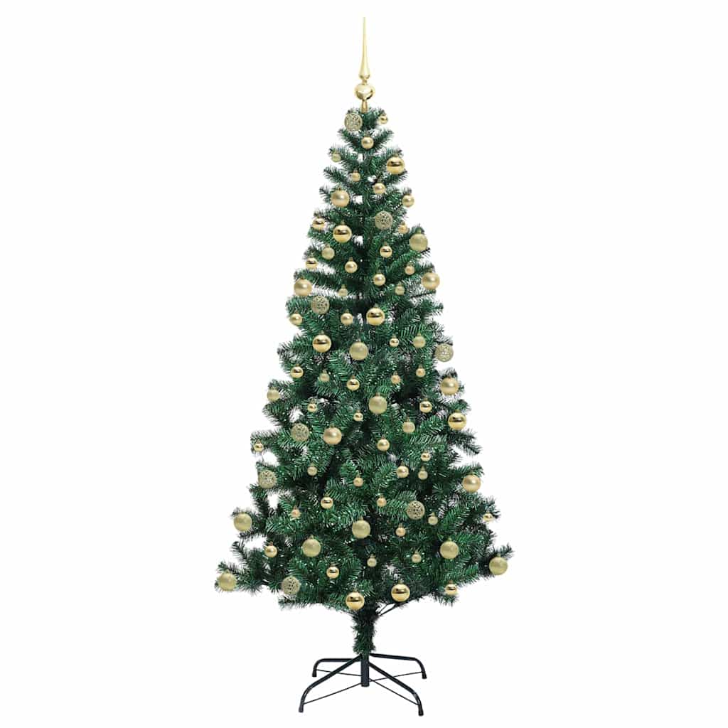 Artificial Pre-lit Christmas Tree Green 180 cm PVC and Metal