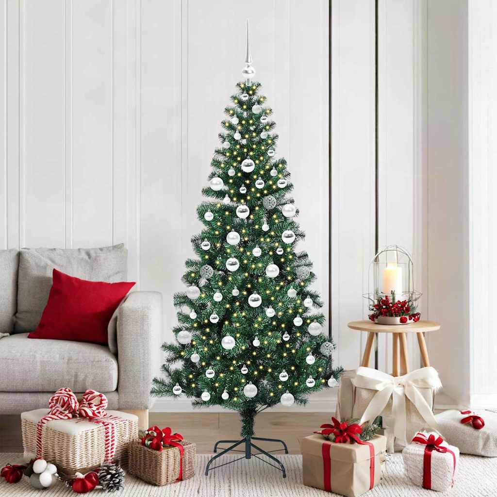 Artificial Pre-lit Christmas Tree Green 180 cm PVC and Metal