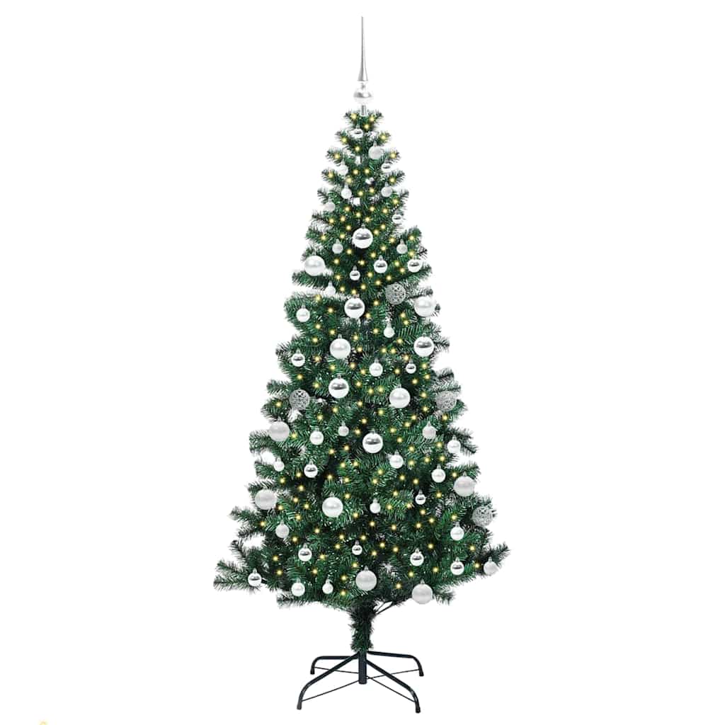 Artificial Pre-lit Christmas Tree Green 180 cm PVC and Metal