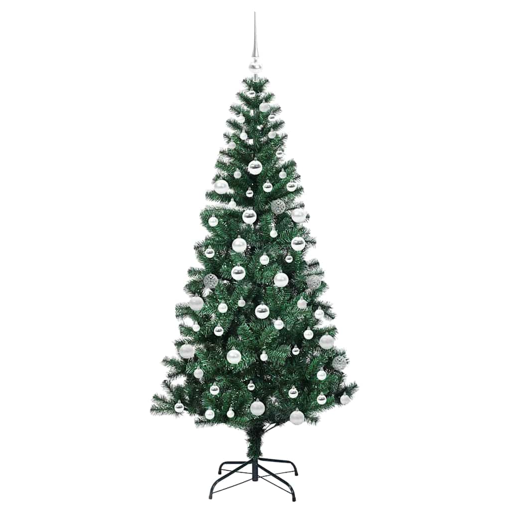 Artificial Pre-lit Christmas Tree Green 180 cm PVC and Metal