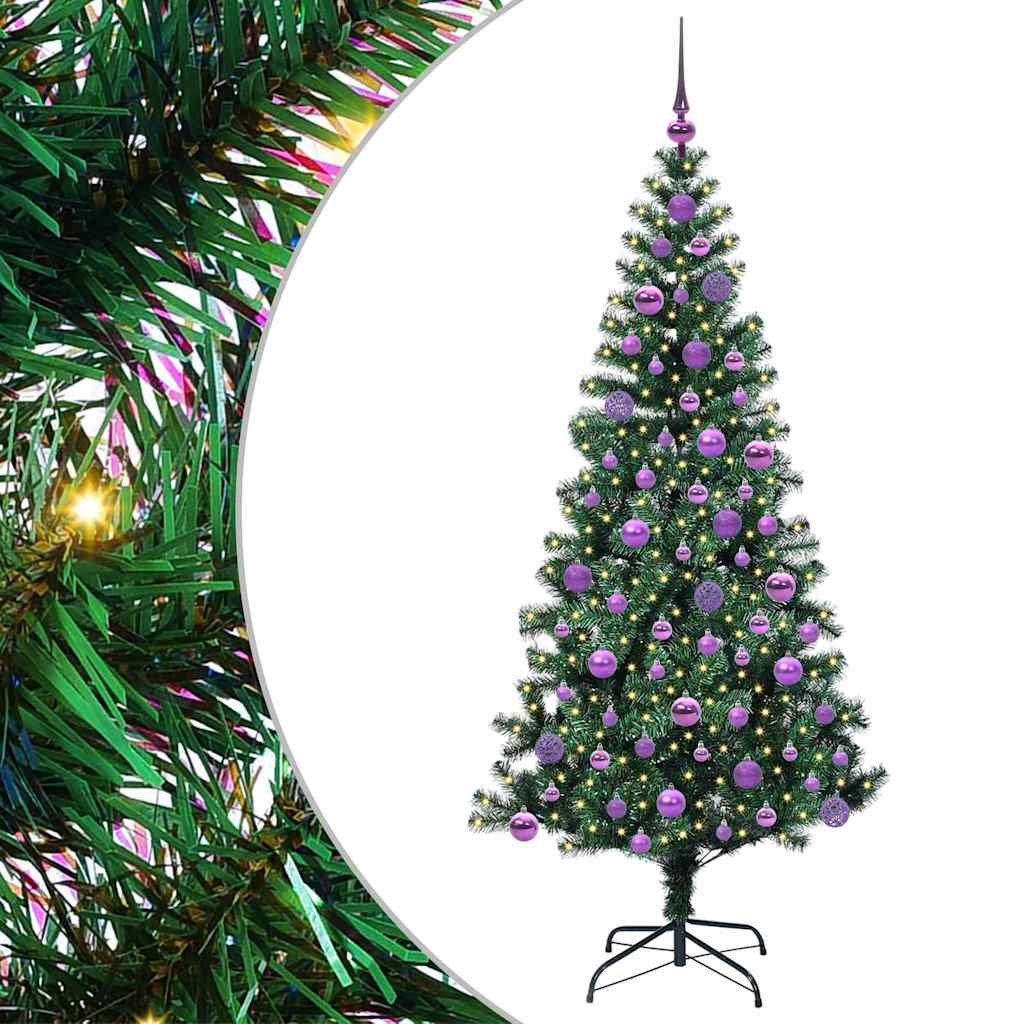 Artificial Pre-lit Christmas Tree Green 180 cm PVC and Metal