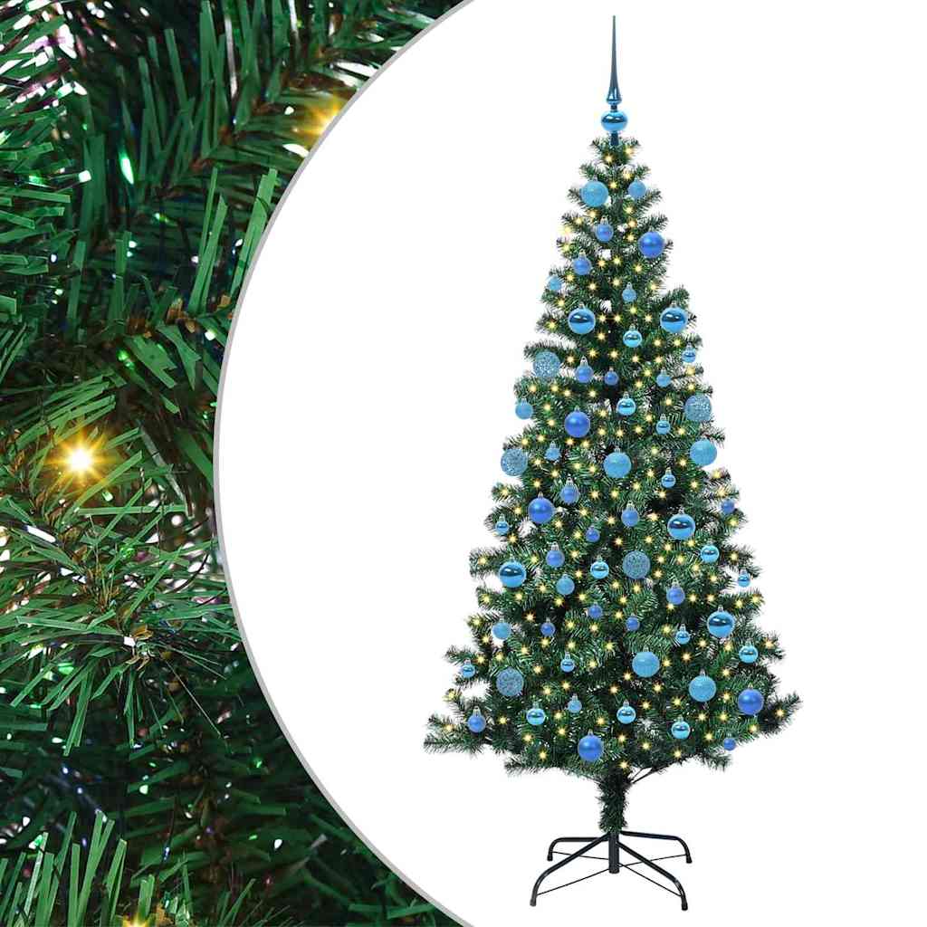 Artificial Pre-lit Christmas Tree Green 180 cm PVC and Metal