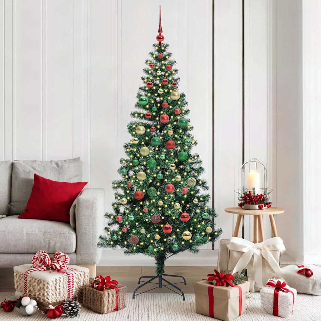 Artificial Pre-lit Christmas Tree Green 180 cm PVC and Metal