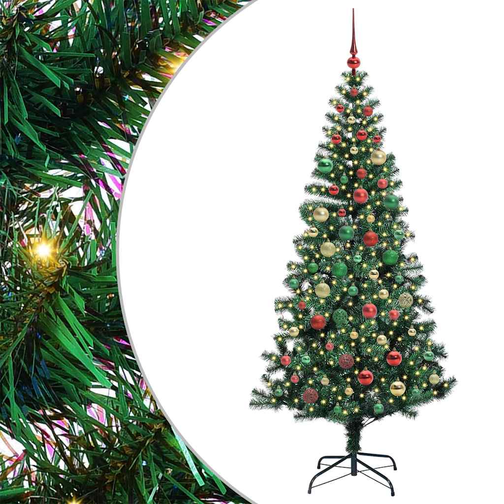 Artificial Pre-lit Christmas Tree Green 180 cm PVC and Metal