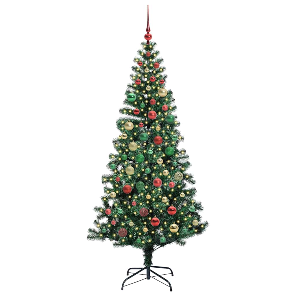 Artificial Pre-lit Christmas Tree Green 180 cm PVC and Metal
