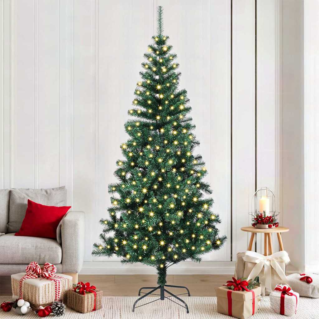 Artificial Pre-lit Christmas Tree Green 210 cm PVC and Metal