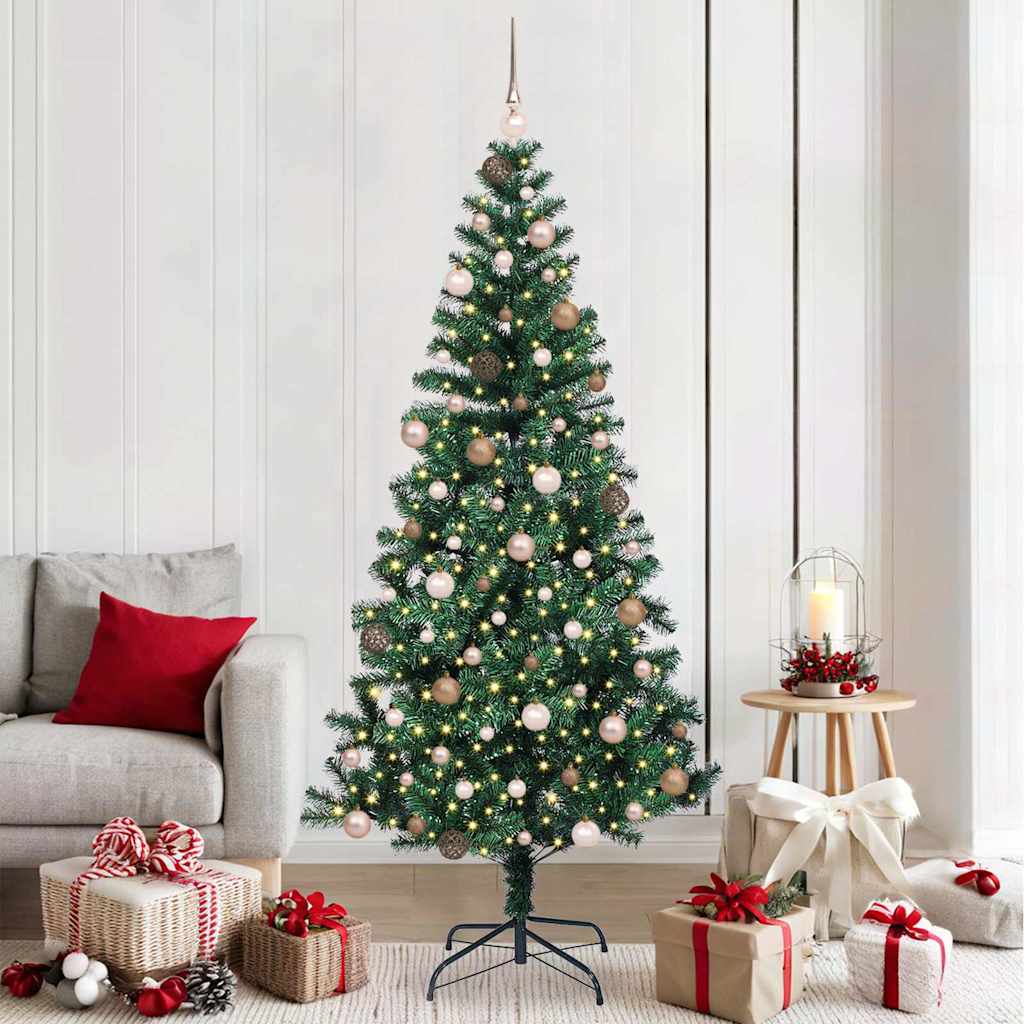 Artificial Pre-lit Christmas Tree Green 210 cm PVC and Metal