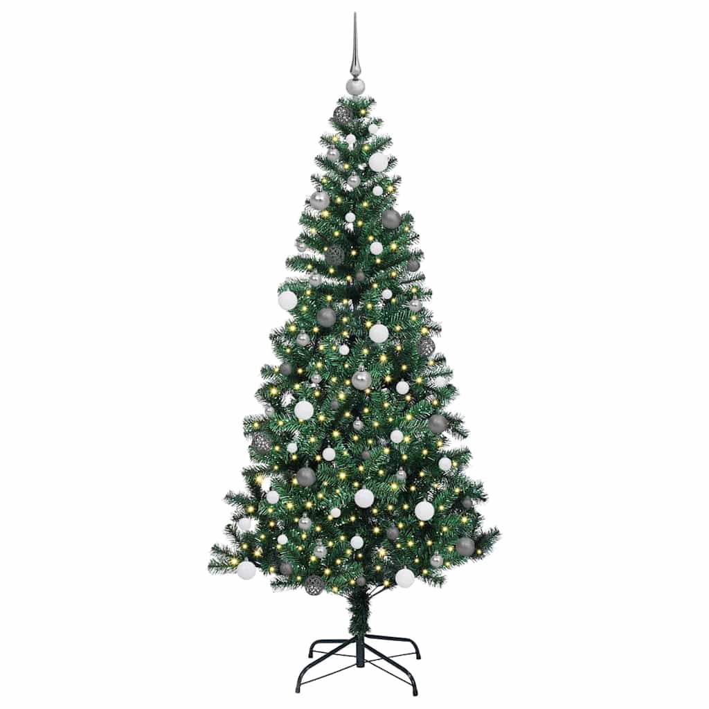 Artificial Pre-lit Christmas Tree Green 210 cm PVC and Metal