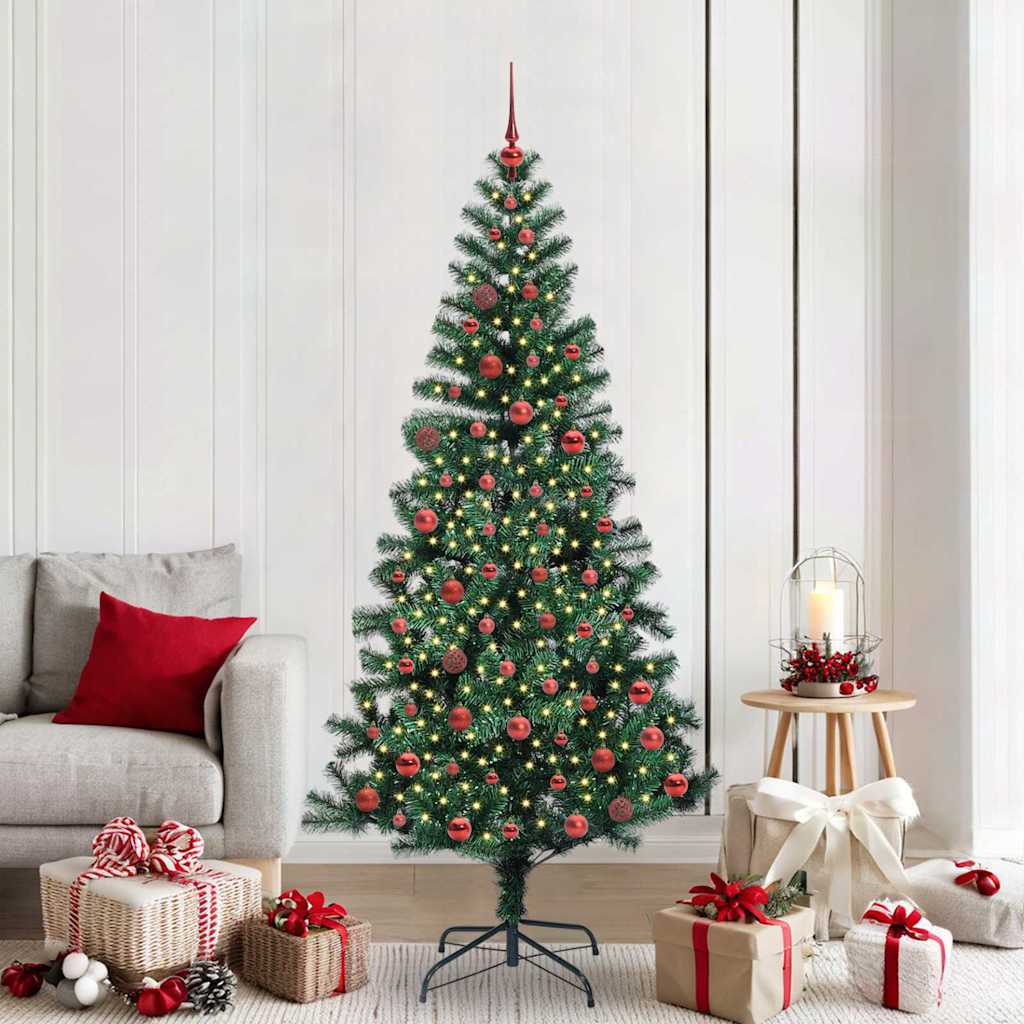 Artificial Pre-lit Christmas Tree Green 210 cm PVC and Metal
