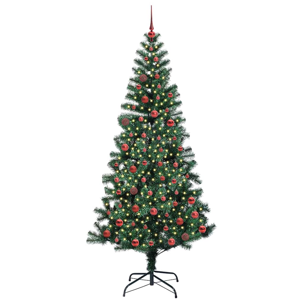 Artificial Pre-lit Christmas Tree Green 210 cm PVC and Metal