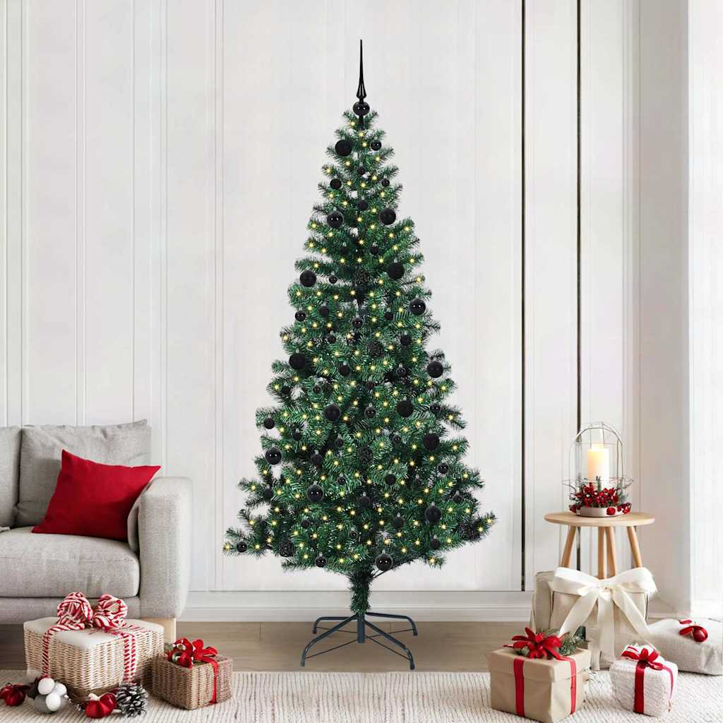 Artificial Pre-lit Christmas Tree Green 210 cm PVC and Metal