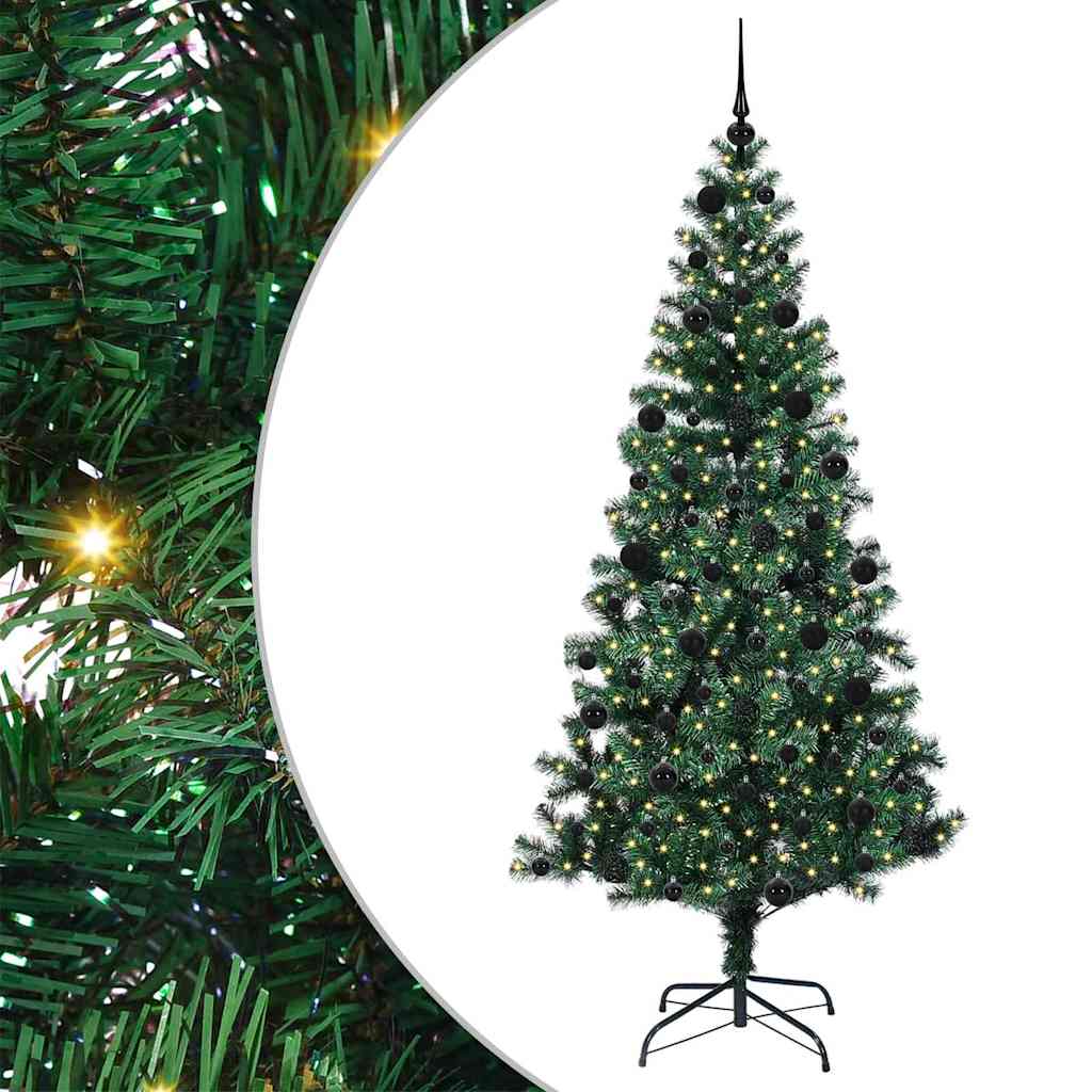Artificial Pre-lit Christmas Tree Green 210 cm PVC and Metal