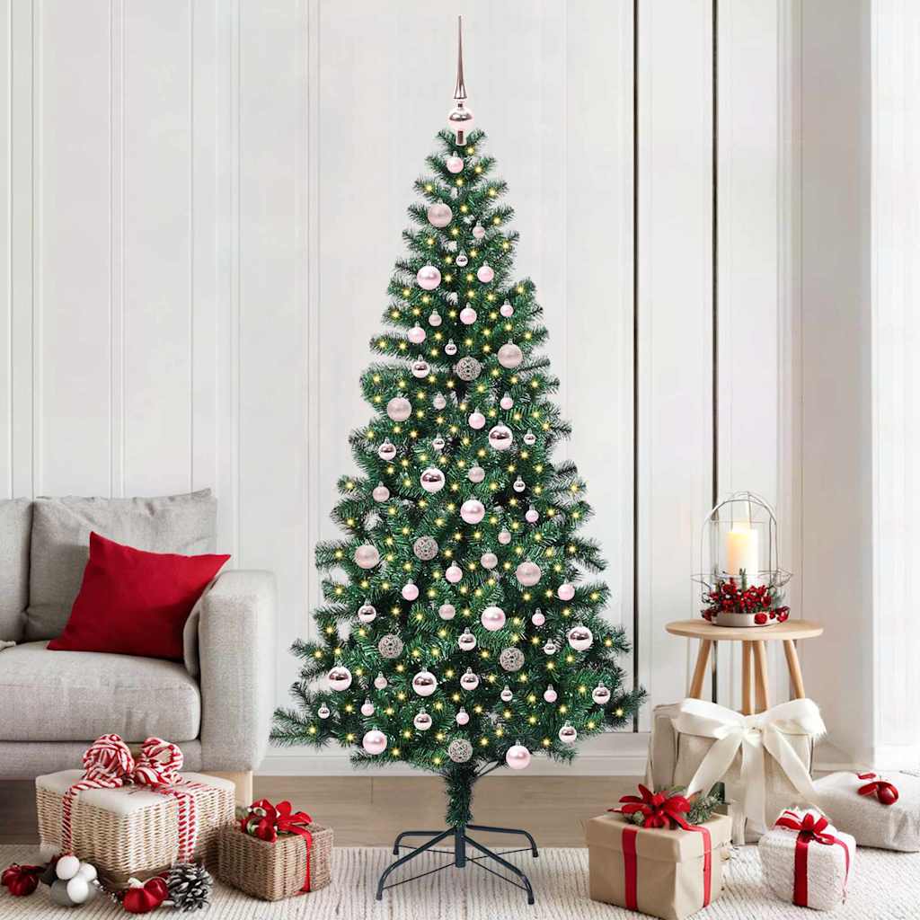 Artificial Pre-lit Christmas Tree Green 210 cm PVC and Metal