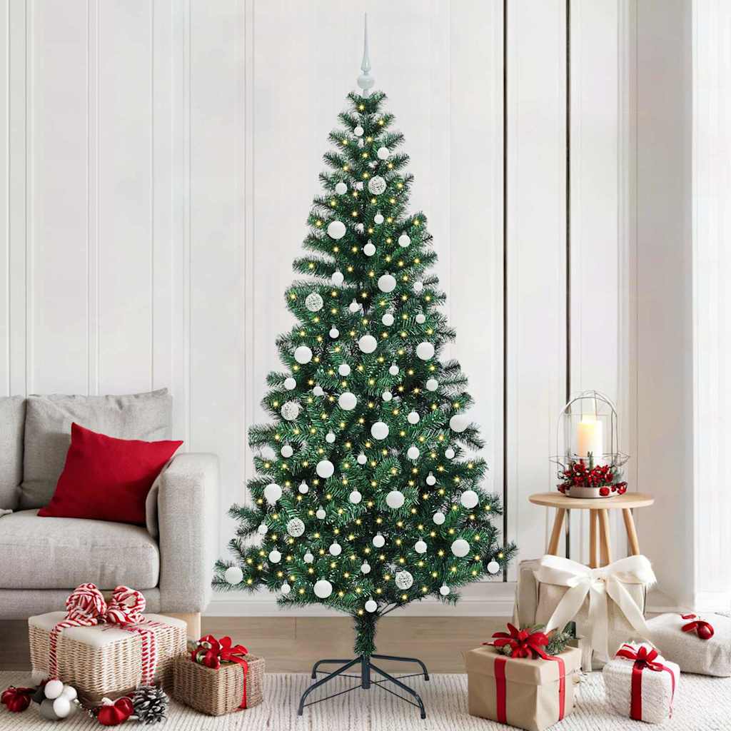 Artificial Pre-lit Christmas Tree Green 210 cm PVC and Metal