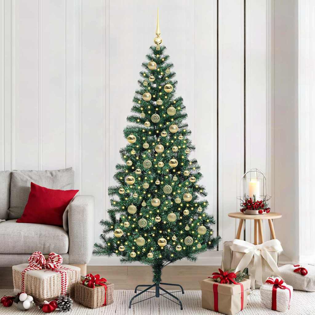 Artificial Pre-lit Christmas Tree Green 210 cm PVC and Metal