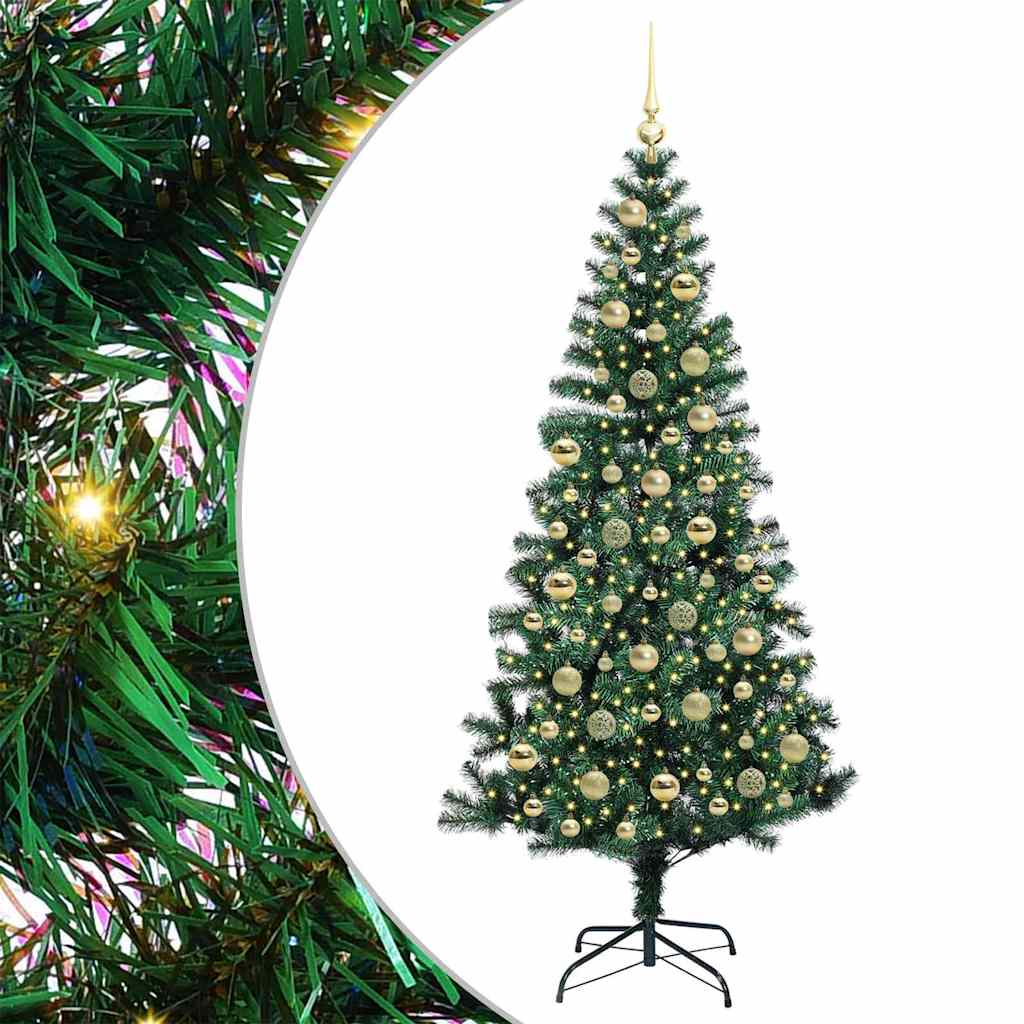 Artificial Pre-lit Christmas Tree Green 210 cm PVC and Metal