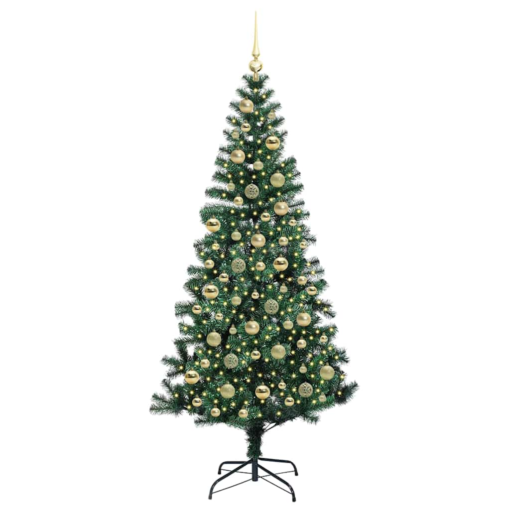 Artificial Pre-lit Christmas Tree Green 210 cm PVC and Metal
