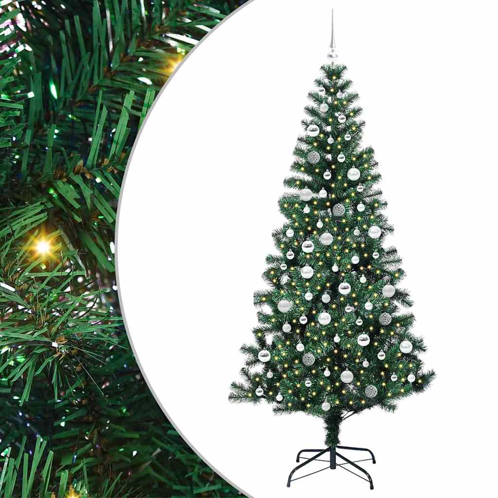 Artificial Pre-lit Christmas Tree Green 210 cm PVC and Metal