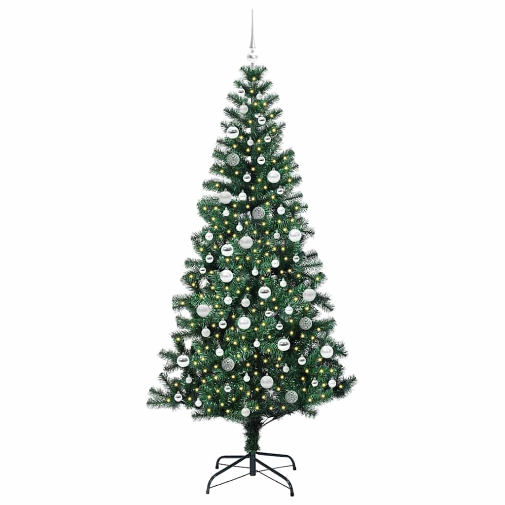 Artificial Pre-lit Christmas Tree Green 210 cm PVC and Metal