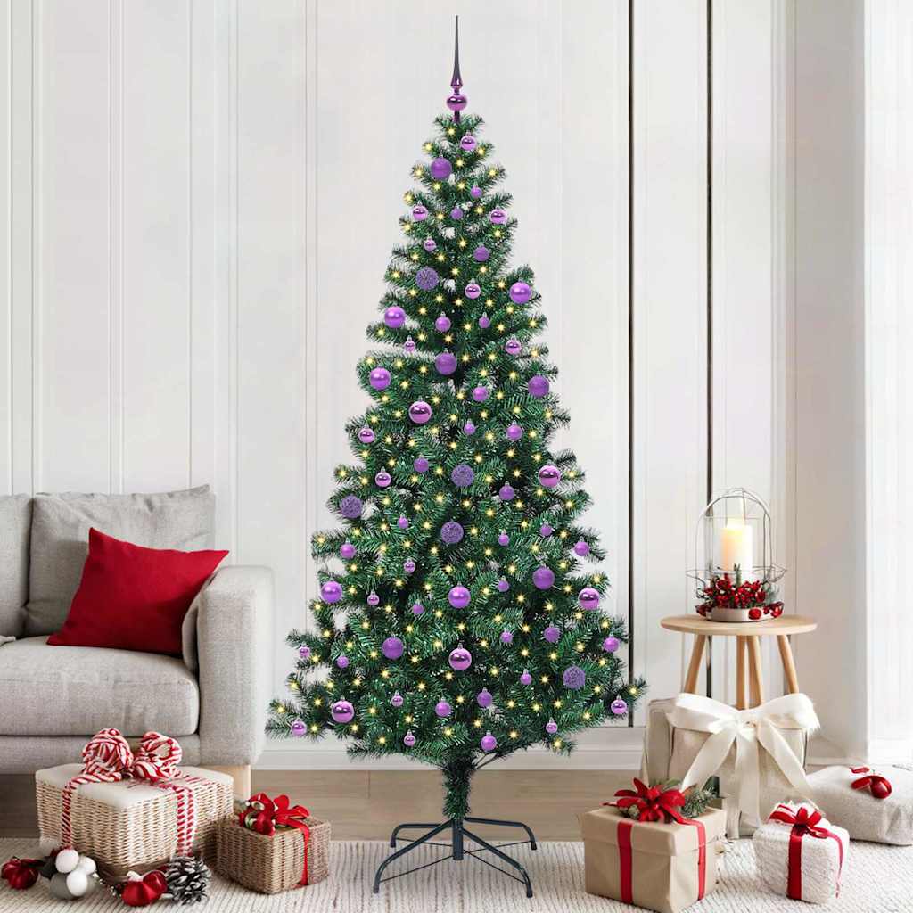 Artificial Pre-lit Christmas Tree Green 210 cm PVC and Metal