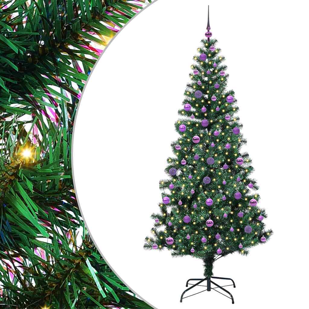 Artificial Pre-lit Christmas Tree Green 210 cm PVC and Metal