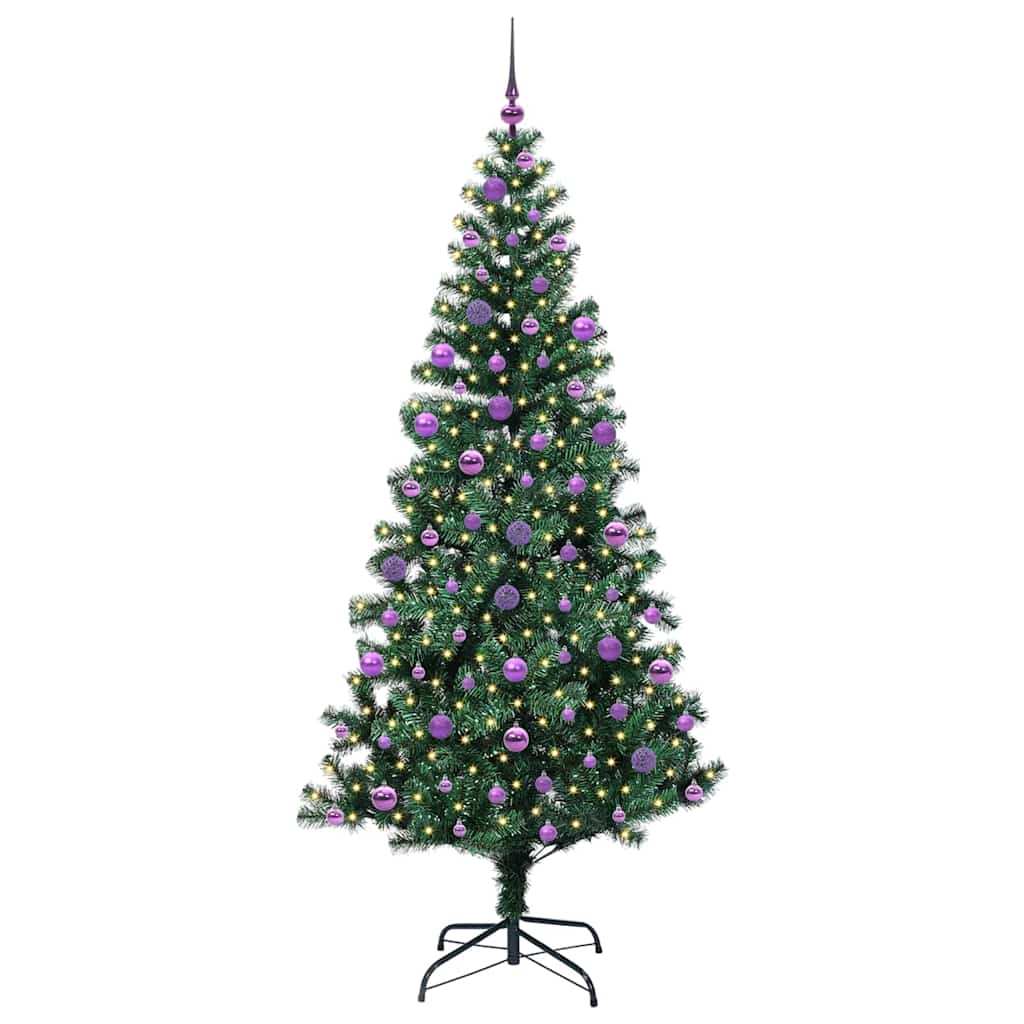 Artificial Pre-lit Christmas Tree Green 210 cm PVC and Metal