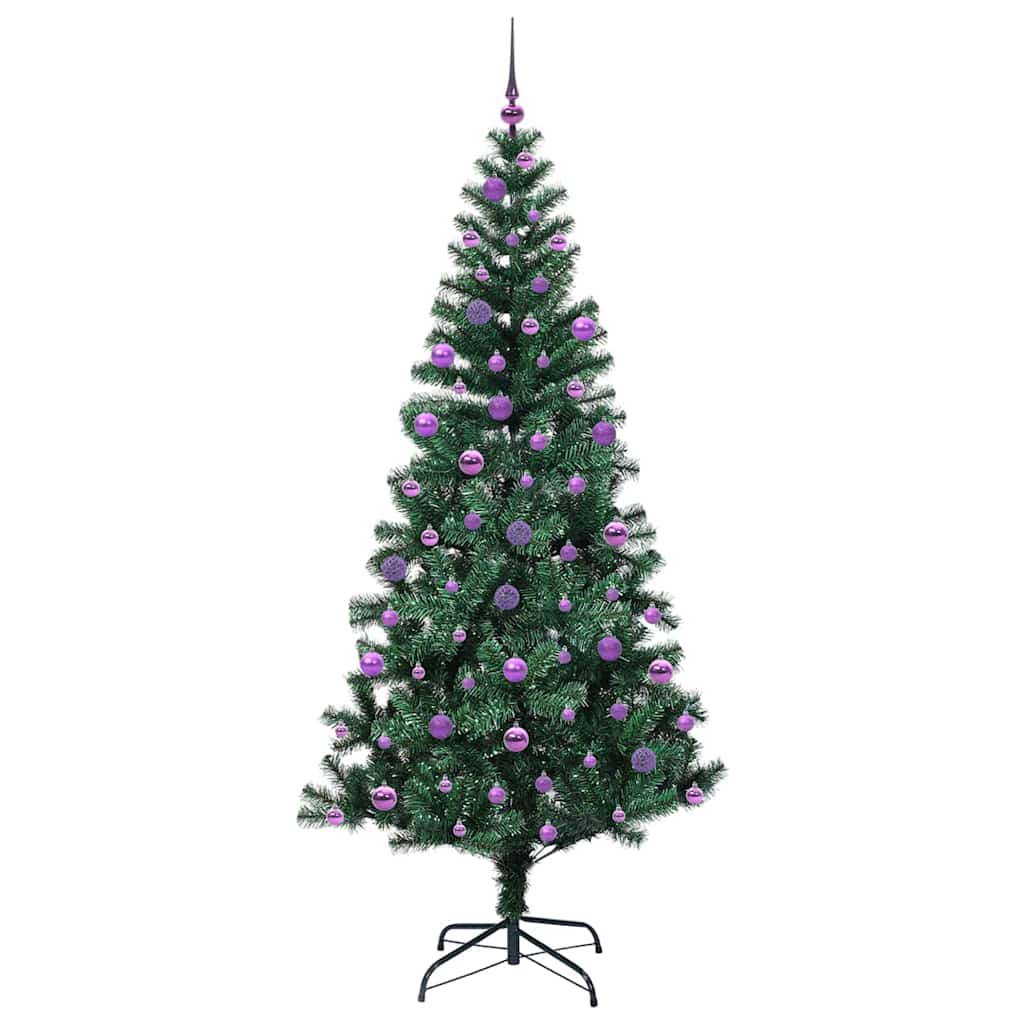 Artificial Pre-lit Christmas Tree Green 210 cm PVC and Metal