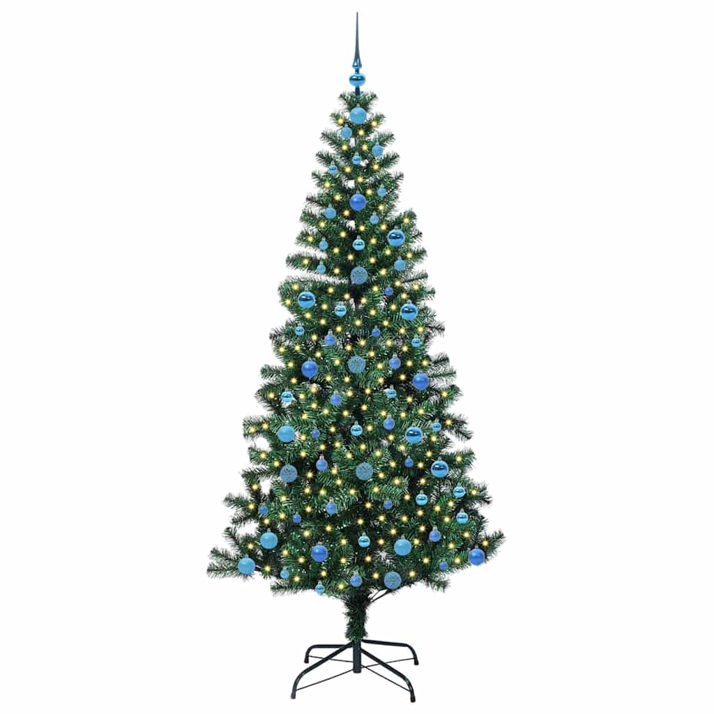 Artificial Pre-lit Christmas Tree Green 210 cm PVC and Metal
