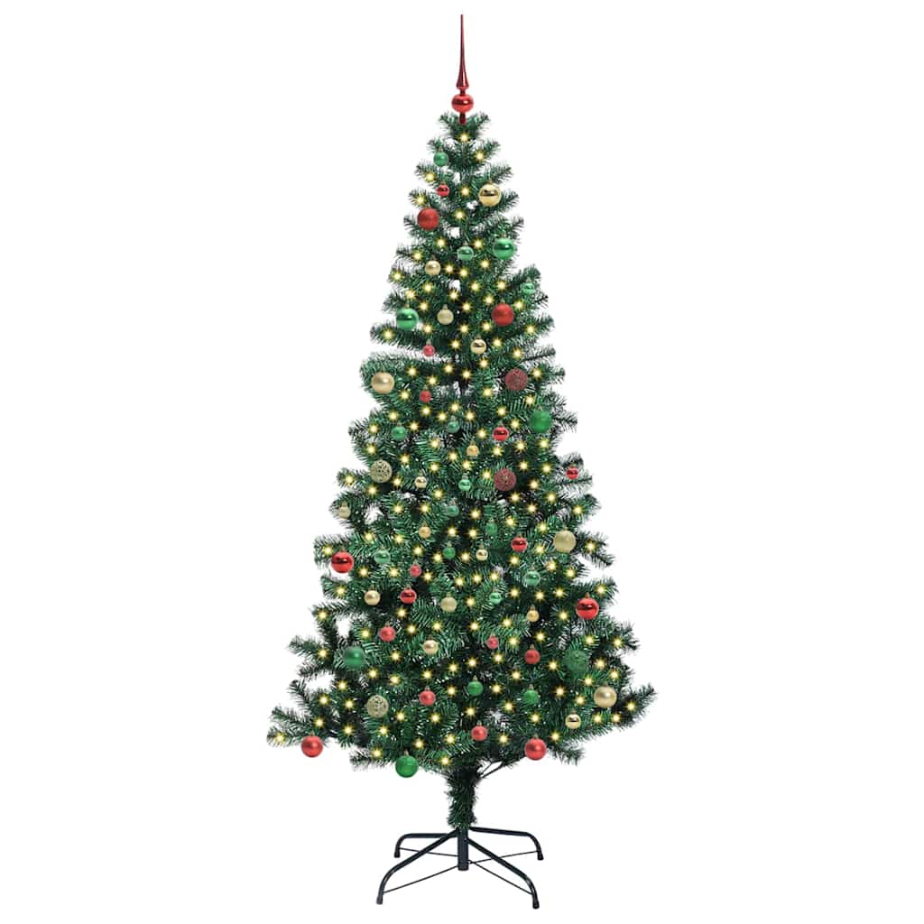 Artificial Pre-lit Christmas Tree Green 210 cm PVC and Metal