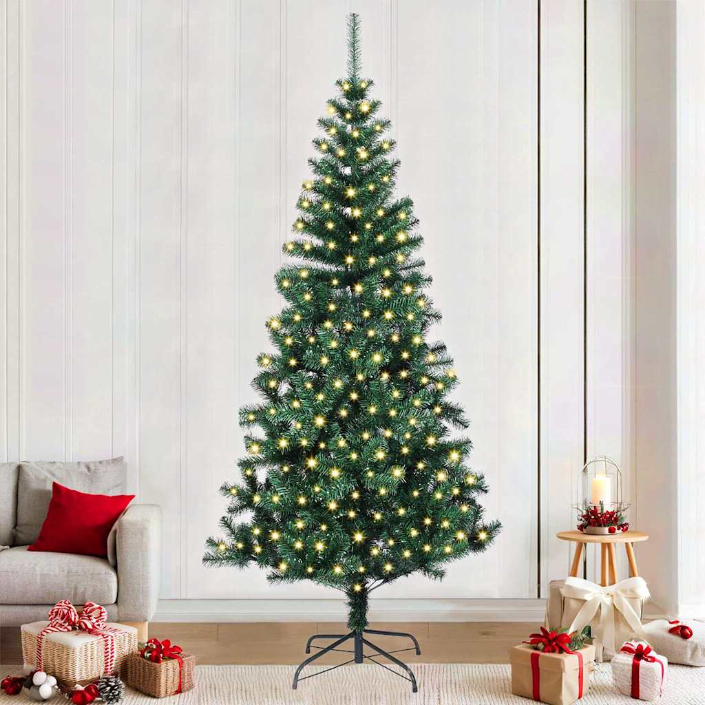 Artificial Pre-lit Christmas Tree Green 240 cm PVC and Metal