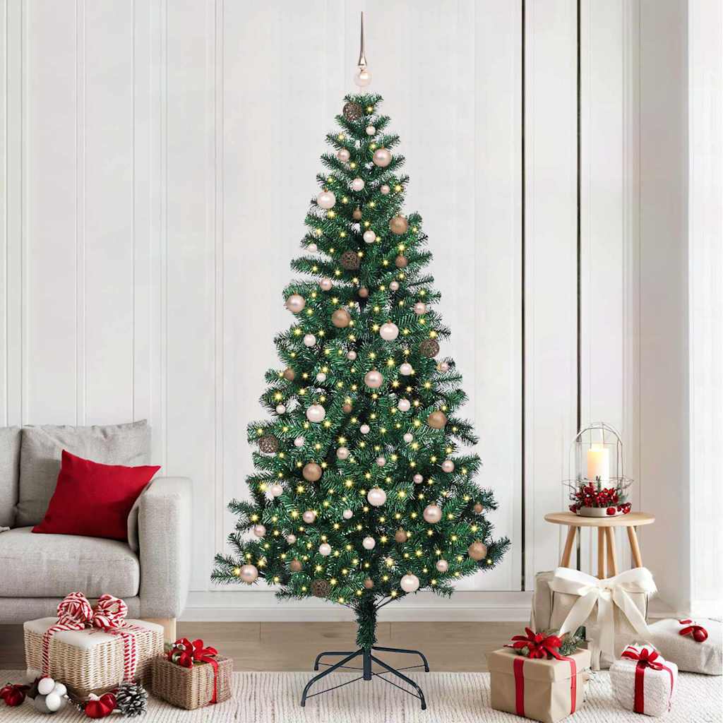 Artificial Pre-lit Christmas Tree Green 240 cm PVC and Metal