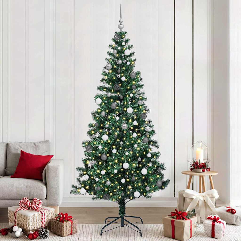Artificial Pre-lit Christmas Tree Green 240 cm PVC and Metal