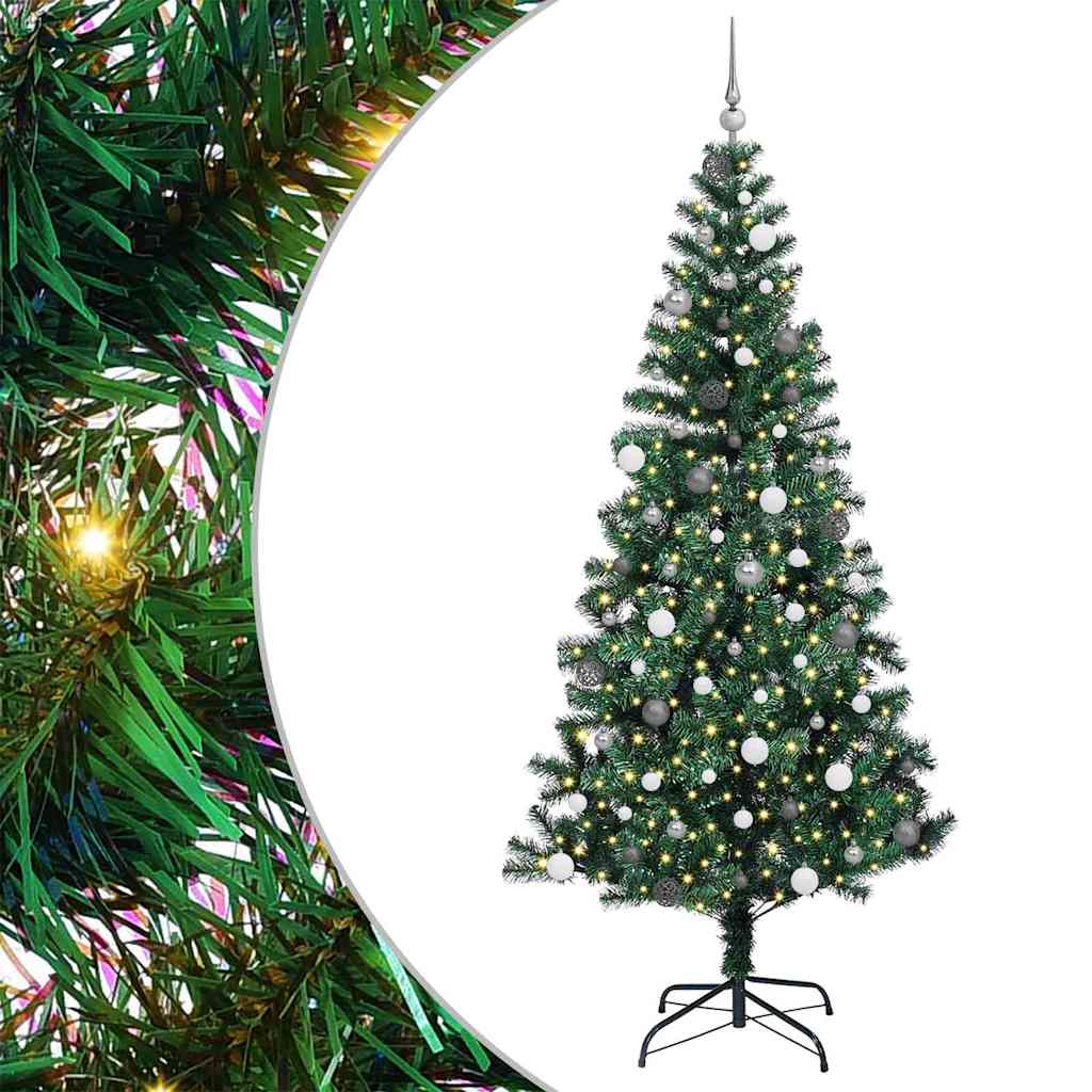 Artificial Pre-lit Christmas Tree Green 240 cm PVC and Metal