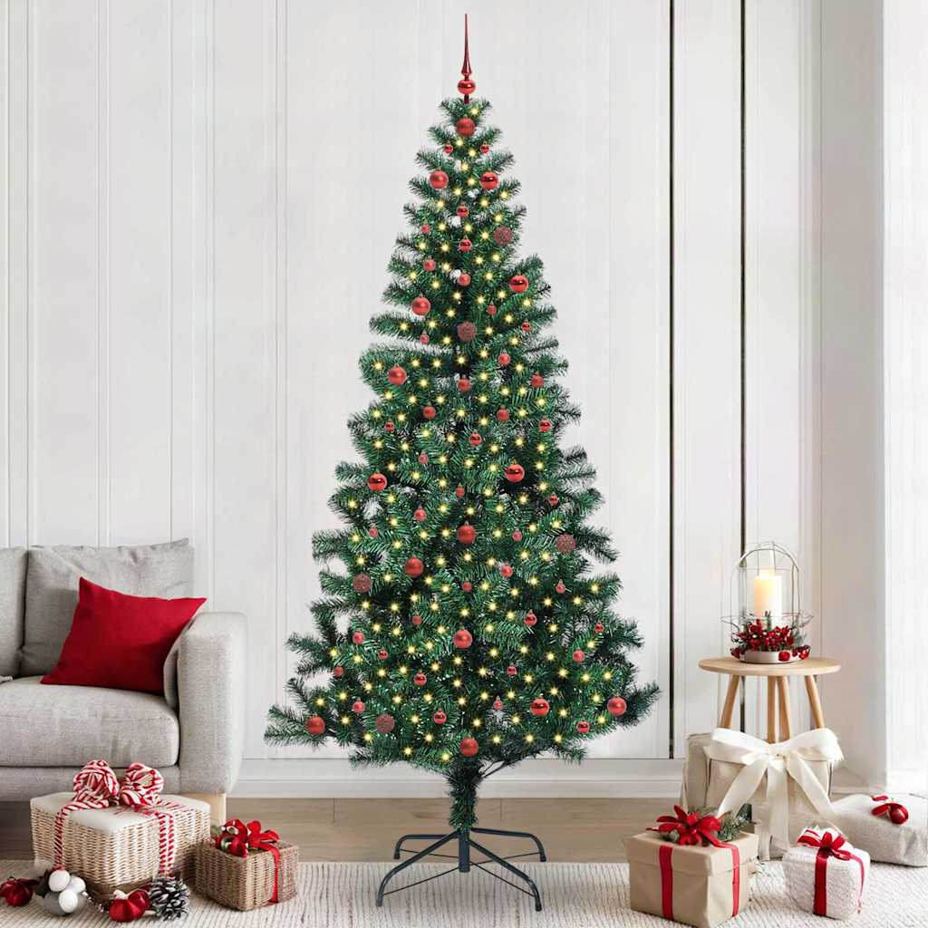Artificial Pre-lit Christmas Tree Green 240 cm PVC and Metal