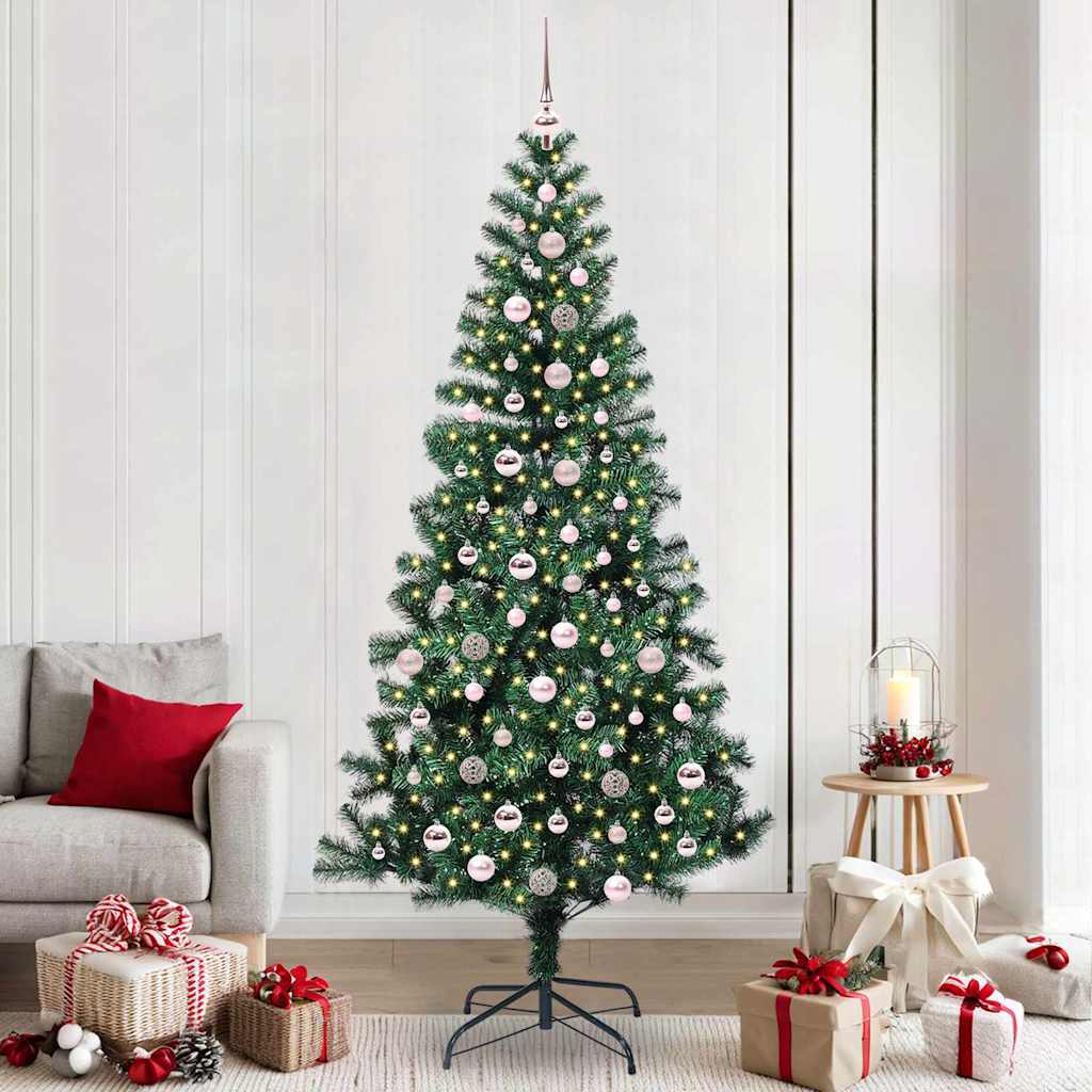 Artificial Pre-lit Christmas Tree Green 240 cm PVC and Metal