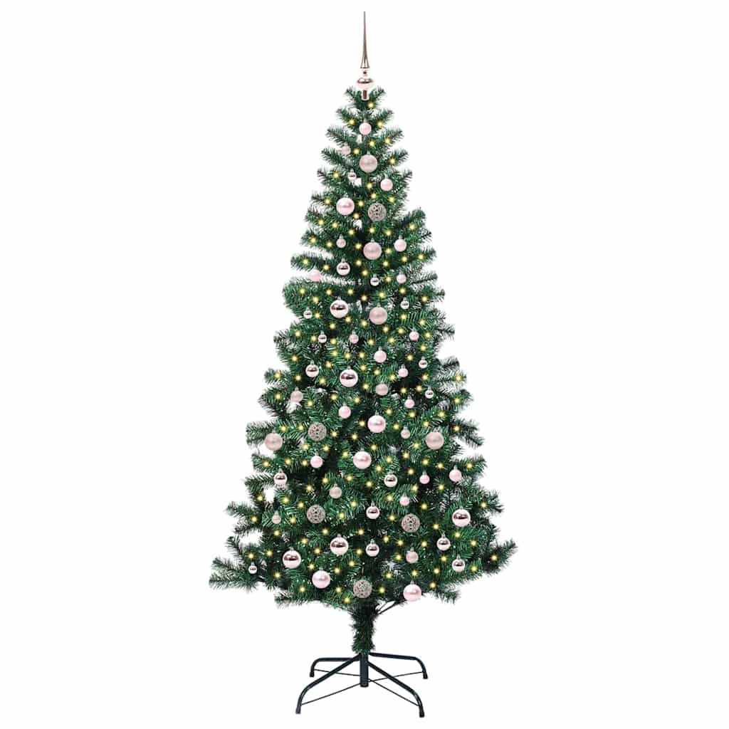 Artificial Pre-lit Christmas Tree Green 240 cm PVC and Metal