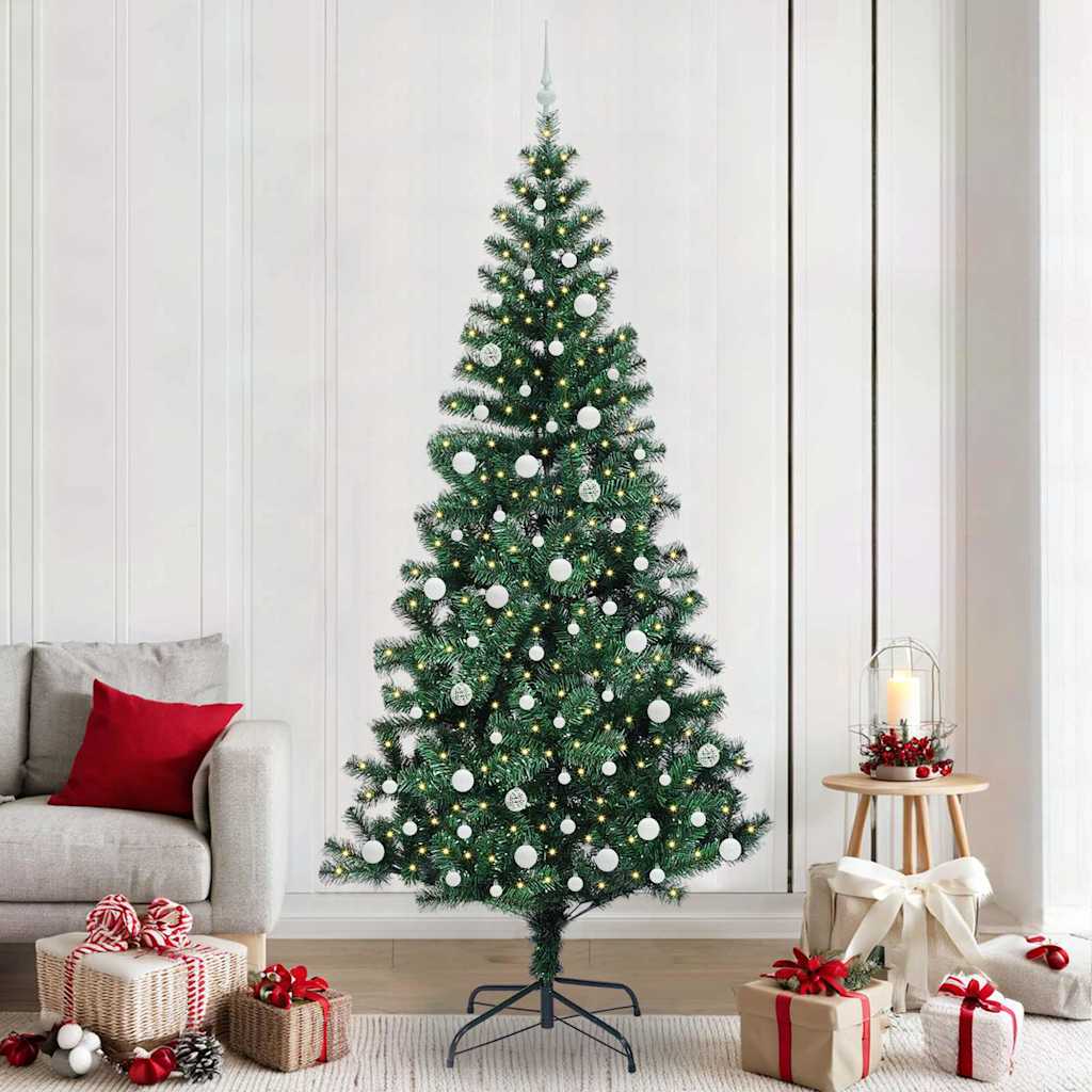 Artificial Pre-lit Christmas Tree Green 240 cm PVC and Metal