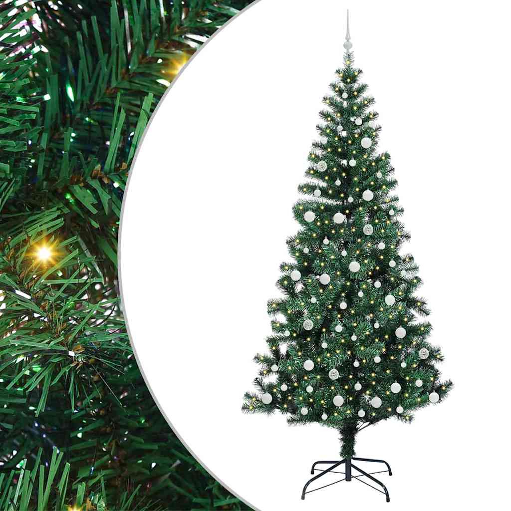 Artificial Pre-lit Christmas Tree Green 240 cm PVC and Metal
