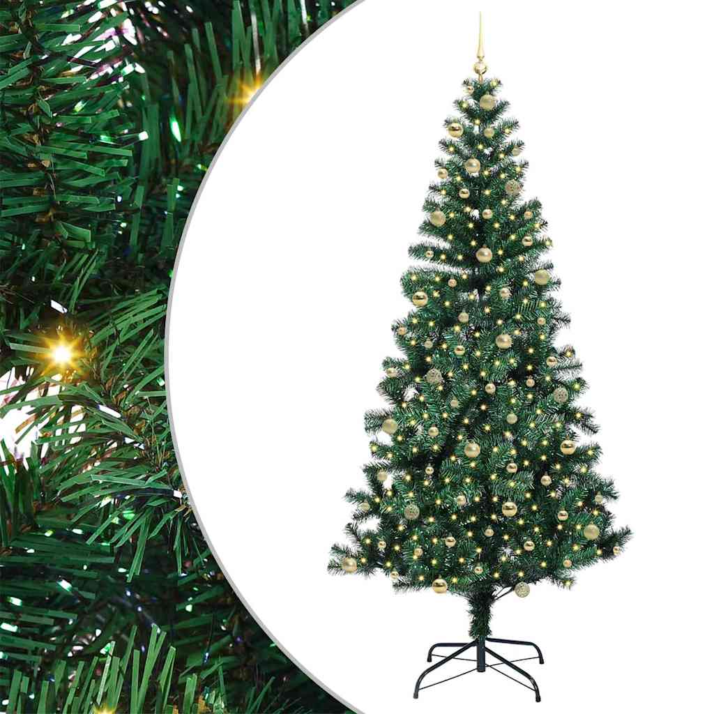 Artificial Pre-lit Christmas Tree Green 240 cm PVC and Metal