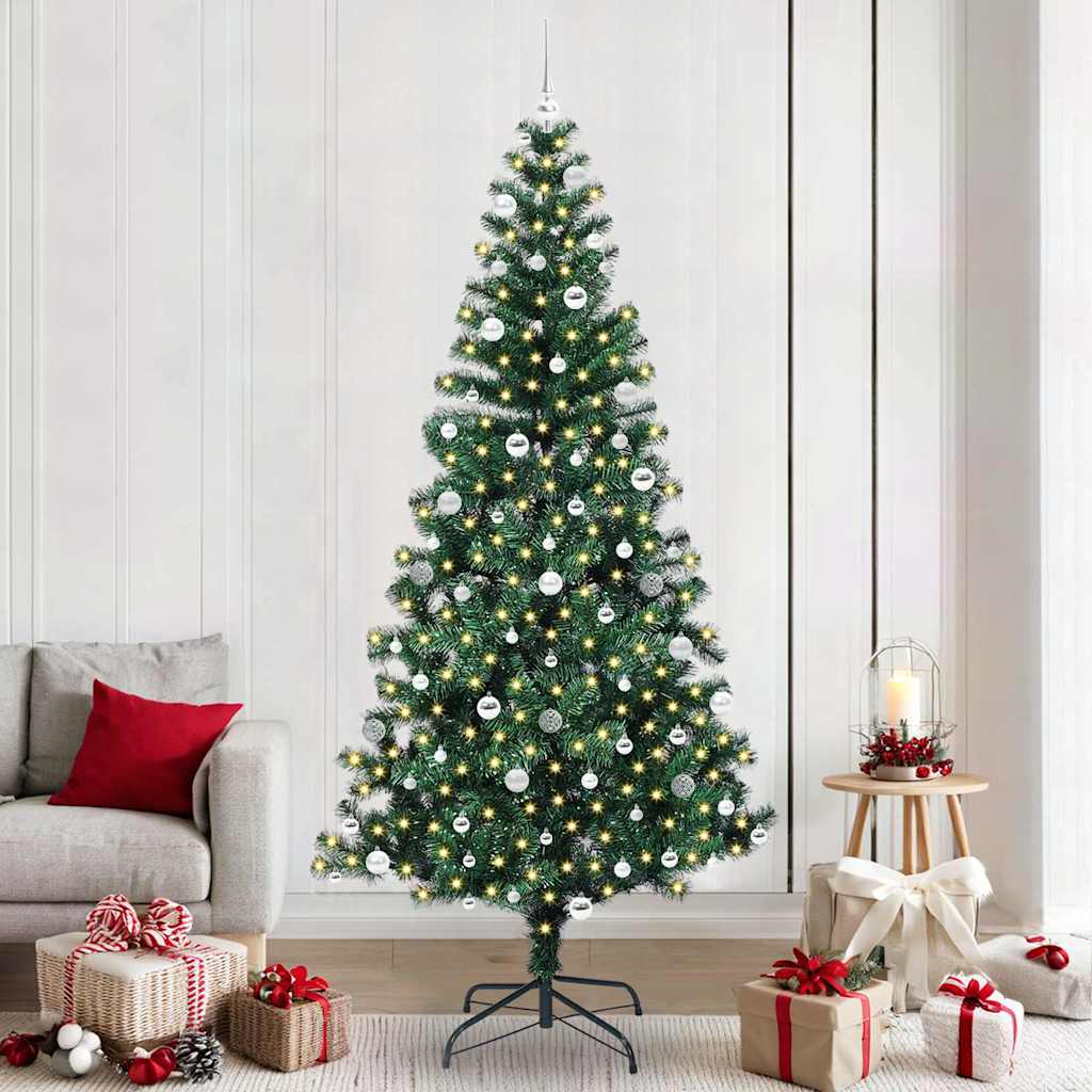 Artificial Pre-lit Christmas Tree Green 240 cm PVC and Metal